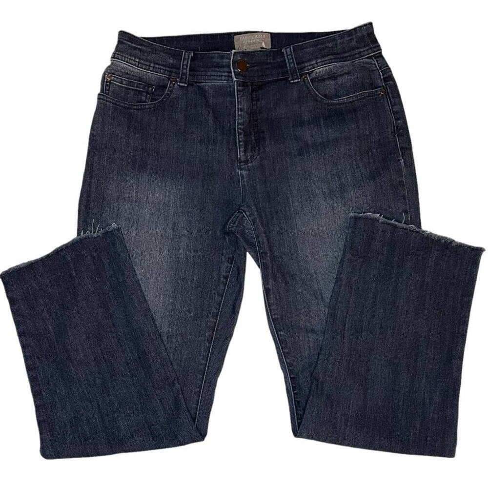 Fabulously Slimming by Chico's Mid Rise Straight Jeans Raw Hem Sz 00 Small